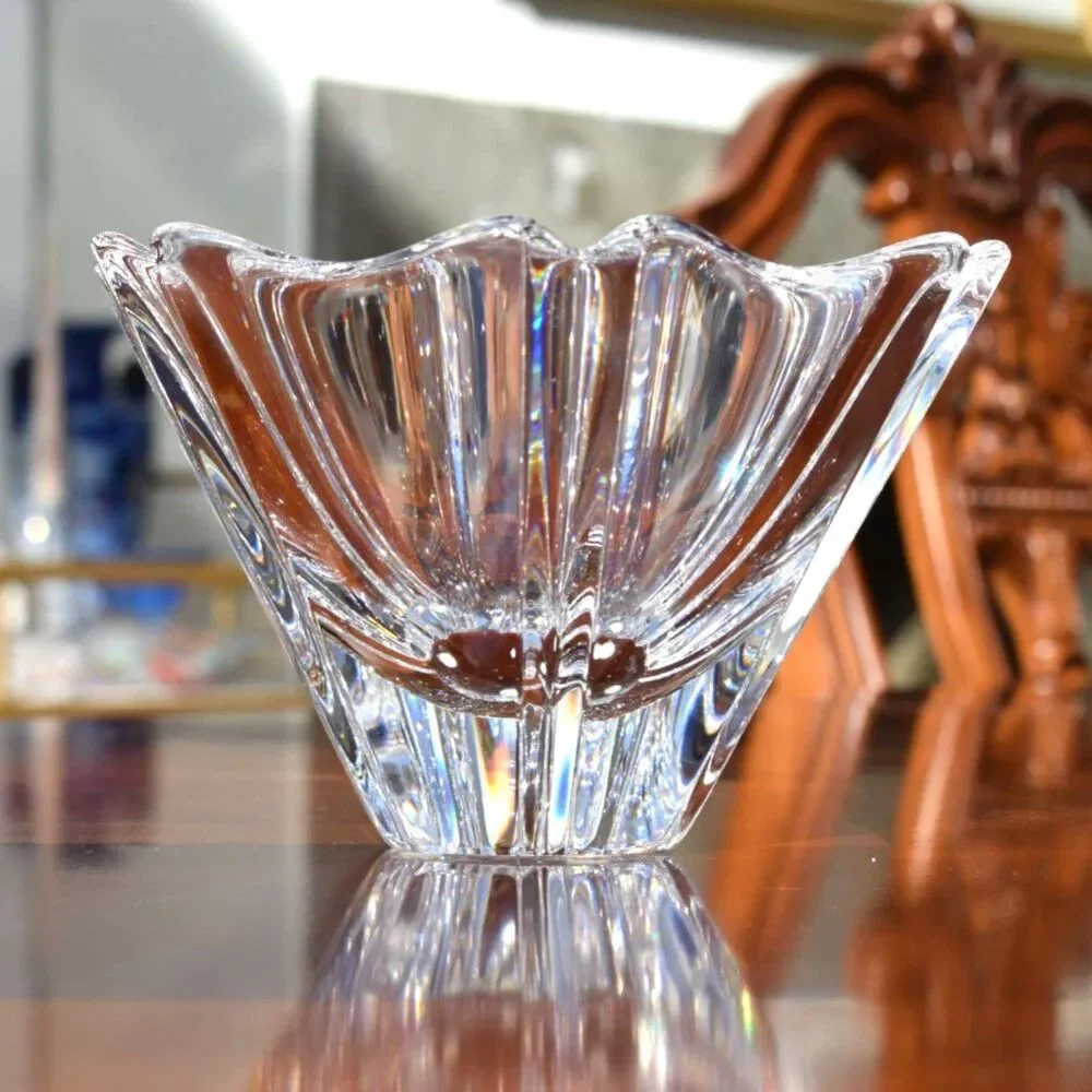 Vintage Orrefors Signed Orion Crystal Bowl - Lars Hellsten 80s Swedish Glass